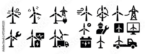 Wind Energy Icons Set