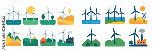 Wind Power Icons Grid