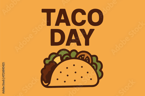 Taco Day Flat Vector Illustration with Food Icon