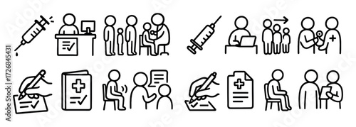 Vaccination Doodle Icons