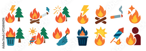 Forest Fire Causes Icons