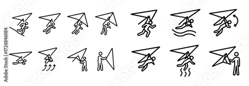 Hang Gliding Icon Set
