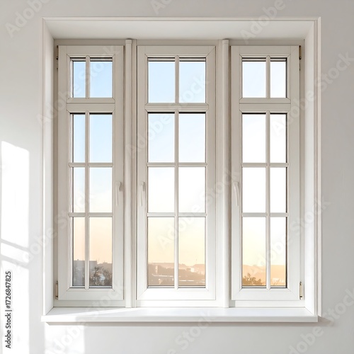 White window with city view