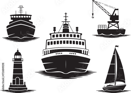 Nautical adventure awaits with ship and sailboat