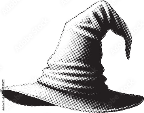 Witch Hat in Stippled Black and White wizard hat sorcerer hat