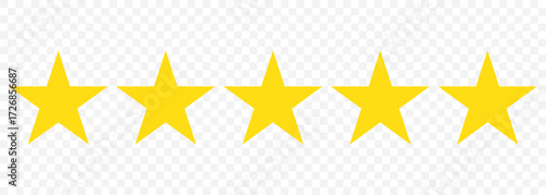 5 star rating icon. Rating stars vector icon. One stars customer product rating review flat icon. Yellow 1 star rating feedback for website, app, ui design. Vector illustration. EPS 10.