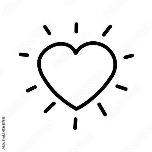 Shining Heart Outline Icon Love Symbol
