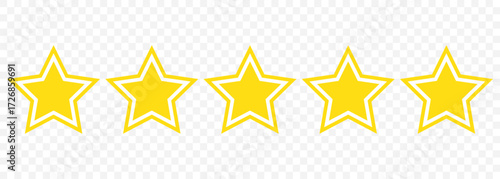 Colorful Star Rating Icons – 1 to 5 Star Review Symbols on Transparent background. EPS 10.