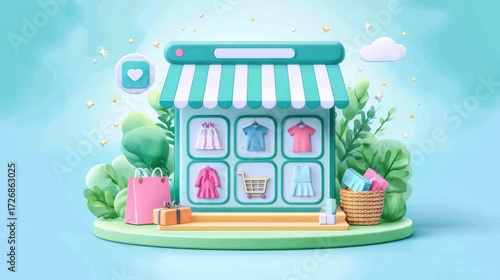3D Illustration of an Online Clothing Store Interface