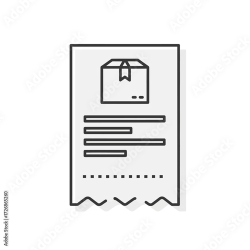 An illustration of a receipt with a package icon, representing shipping or delivery.