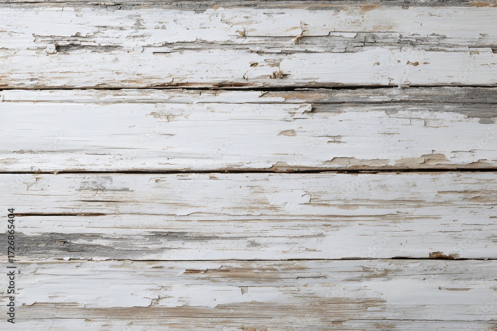 Fototapeta premium Weathered white wood planks peeling paint