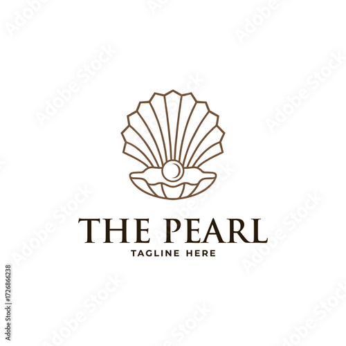 minimal logo design of pearl in open shell