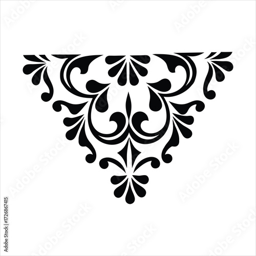 Triangular Floral Ornamental Decorative Wedding Border Motif Design Vector Illustration

