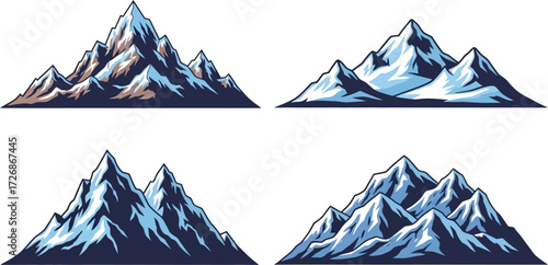 Vintage-style mountain peaks illustration showing rugged landscapes