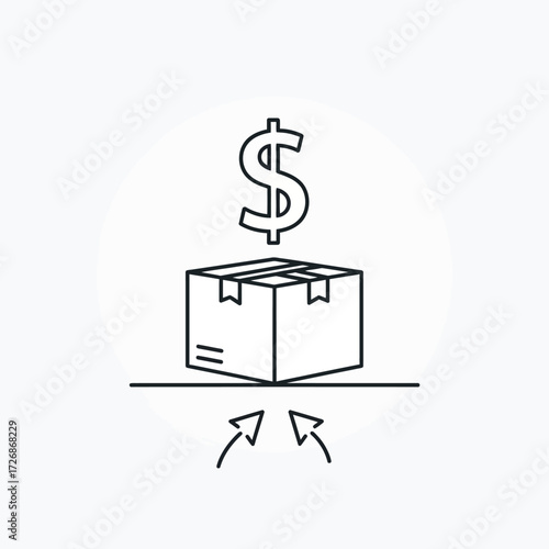 A box with a dollar sign above it, implying financial gain or investment.