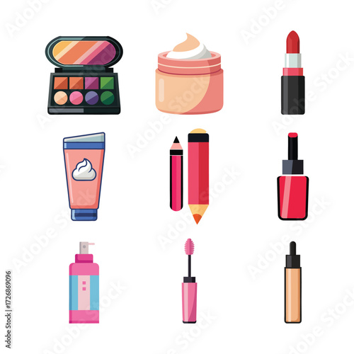 set of cosmetic products vector art