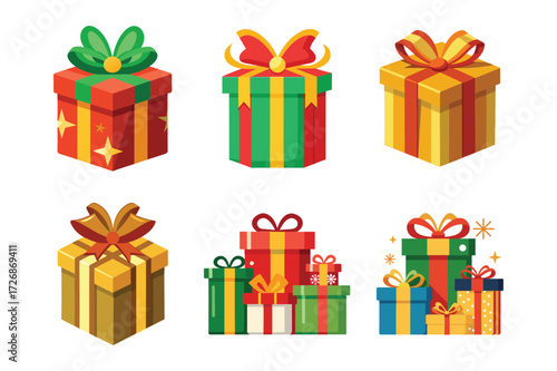 set of gift boxes vector illustration