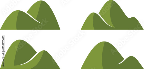 Four green hills representing calm natural landscapes