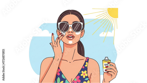 Skincare Vector Illustration Set – Happy Girl with Healthy Hydrated Skin Collection AI EPS PNG JPEG
