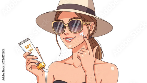 Skincare Vector Illustration Set – Happy Girl with Healthy Hydrated Skin Collection AI EPS PNG JPEG
