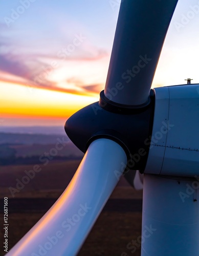 Wind turbine blade at sunset