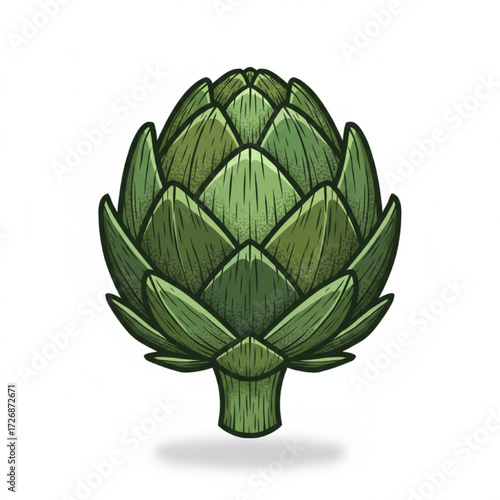 A detailed artichoke vector icon with textured leaves