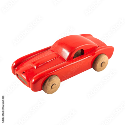 wooden toy car isolated