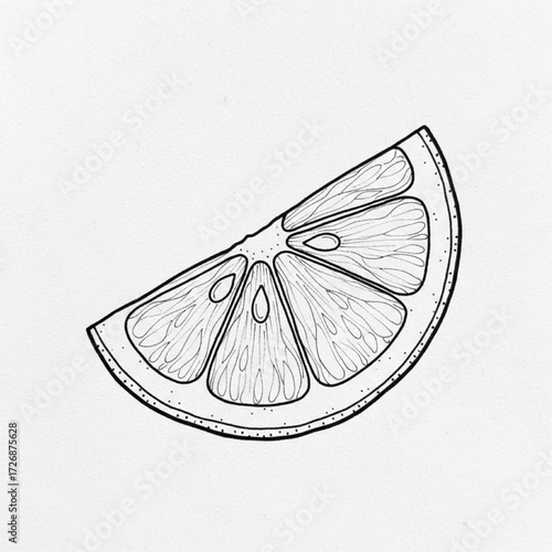 A line art drawing of a lemon wedge