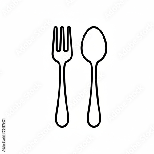 A line art icon of a fork and spoon