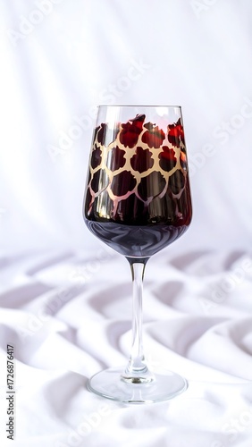 Wine glass with a patterned design