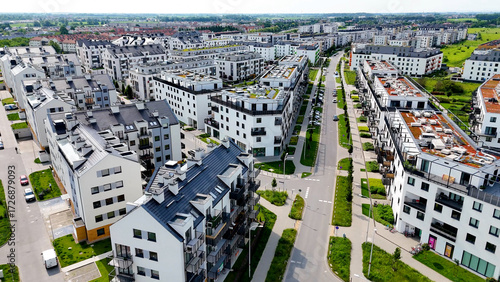 city ​​street New modern district architecture housing construction Wroclaw Poland