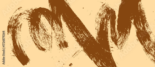 Paint stroke, abstract texture. Grunge rough brushstroke line, paintbrush effect. Hand-painted distressed ragged pattern, irregular wriggle, drawn background design. Flat vector illustration.