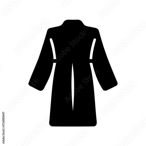 Black silhouette of a longsleeved lab coat or academic robe garment