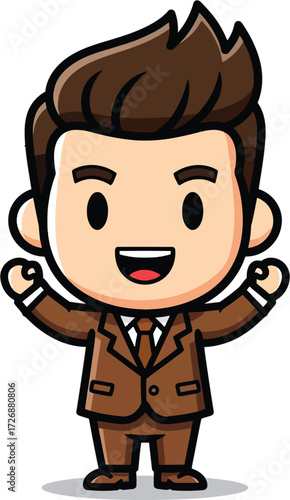 Cheerful animated businessman celebrating success with an enthusiastic and joyful pose