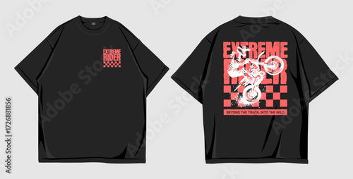 Motocross rider retro vector t-shirt design color black