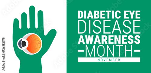 diabetic eye disease awareness month background, banner, card or poster design template is observed every year during November, to raise awareness about the mission. Vector illustration.