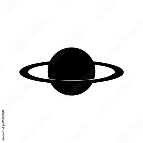 A Black and White Depiction of a Ringed Planet in Space