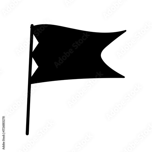 Black and white silhouette of a flag, perhaps for a pirate