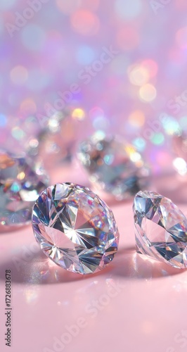 Sparkling diamonds on a soft pink background