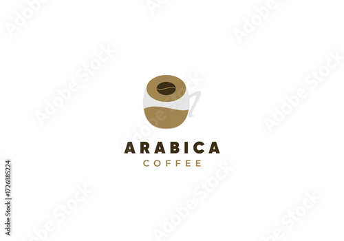 Arabica coffee drink illustration, vector logo