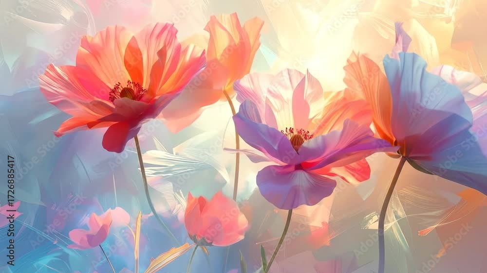 custom made wallpaper toronto digitalA Vibrant Floral Composition with Artistic Renderings of Poppy Blossoms