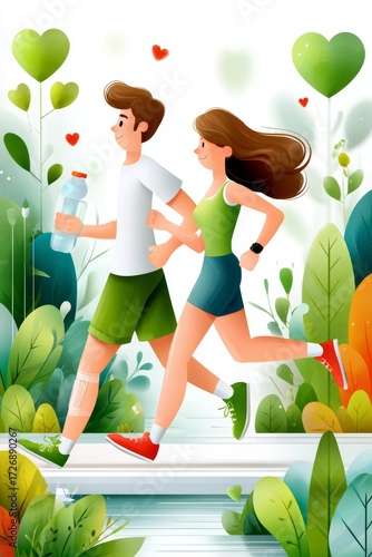 Corredores disfrutando de un día soleado en un parque lleno de naturaleza y amor