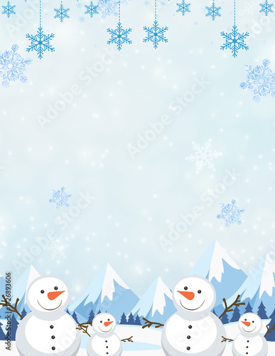 Snowflake Christmas Frame Design – Winter Holiday Border Illustration for Greeting Cards, Posters, Flyers, Invitations, and Seasonal Templates with Festive Decorative Elements