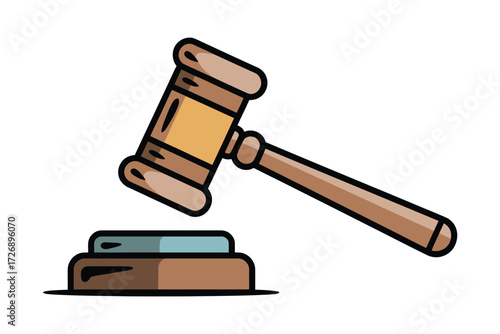 Judge gavel icon vector illustration in silhouette style for law, court, and legal concept graphics