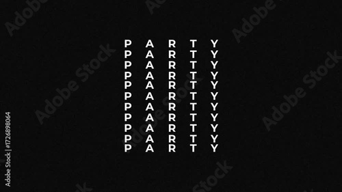 Typography text animation with the inscription of PARTY.