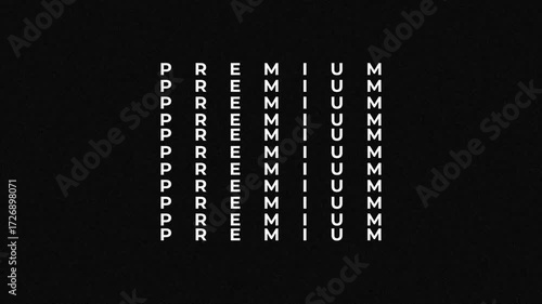 Typography text animation with the inscription of PREMIUM.