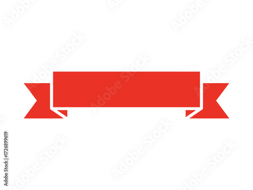 Bright red ribbon banner vector graphic for declarative titles and decorative elements silhouette vector illustration white background