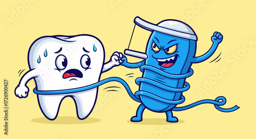 Cartoon tooth and bacteria sign Treaty of Non Consumption in dental illustration, emphasizing dental healthcare.