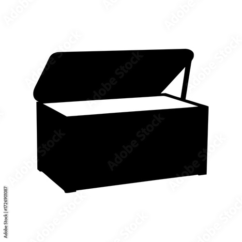 Black and White Silhouette Image of an Open Toy Storage Chest