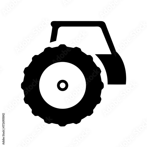Simple Black and White Tractor Silhouette Icon for Agricultural Applications